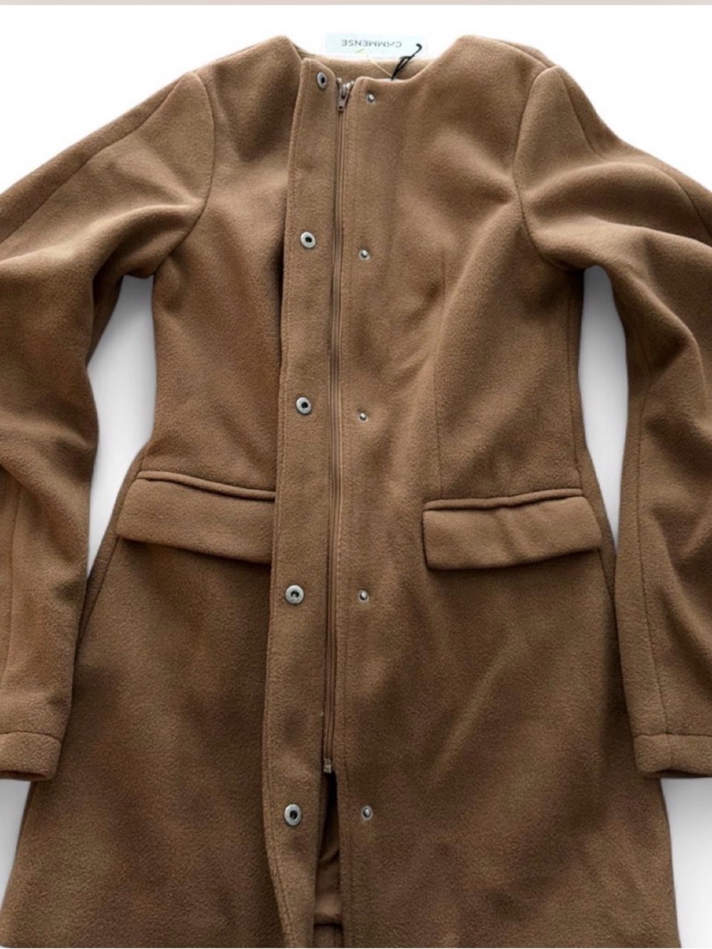 Camel Brown Wool-Blend Long Coat
